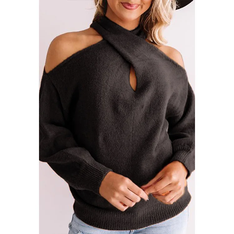 

Winter new sexy cross knit sweater plus size women's sweater one