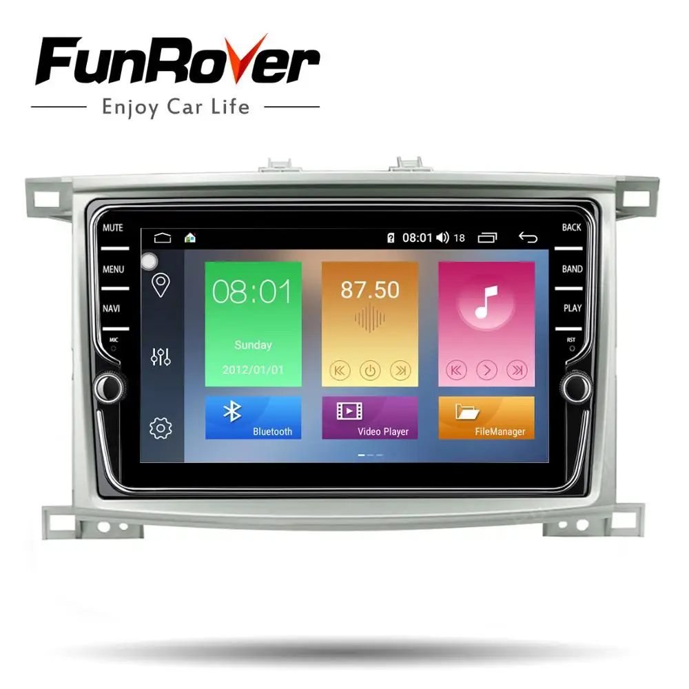 Funrover Android 9 0 автомобильный Радио мультимедийный плеер для Toyota LC 100 Land Cruiser 1998 -2006 gps