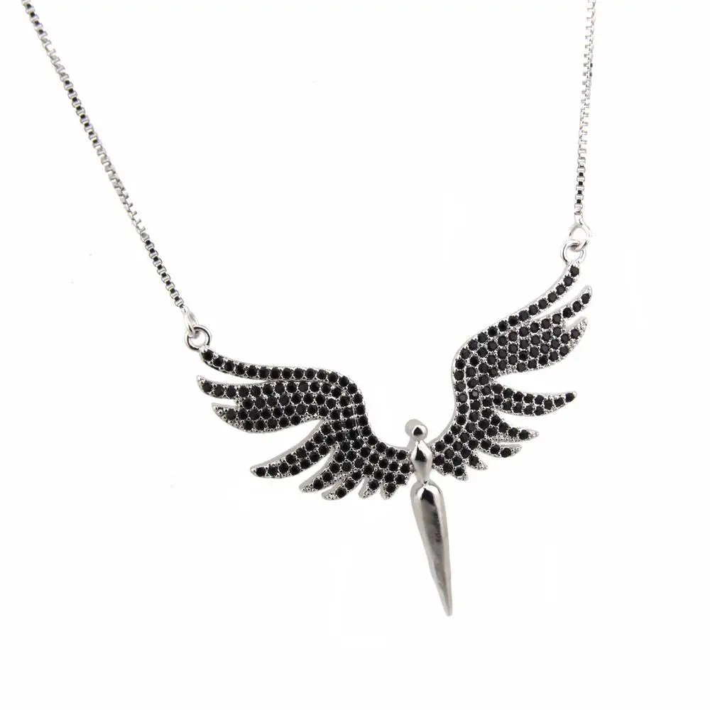 

Gold Necklace Feather Angel wings Vintage Women men Pendant Necklace jewelry