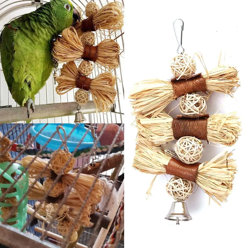 Птица Попугай лоза ротанга мяч колокольчик качели Висячие клетки жевательная игрушка|Игрушки| |