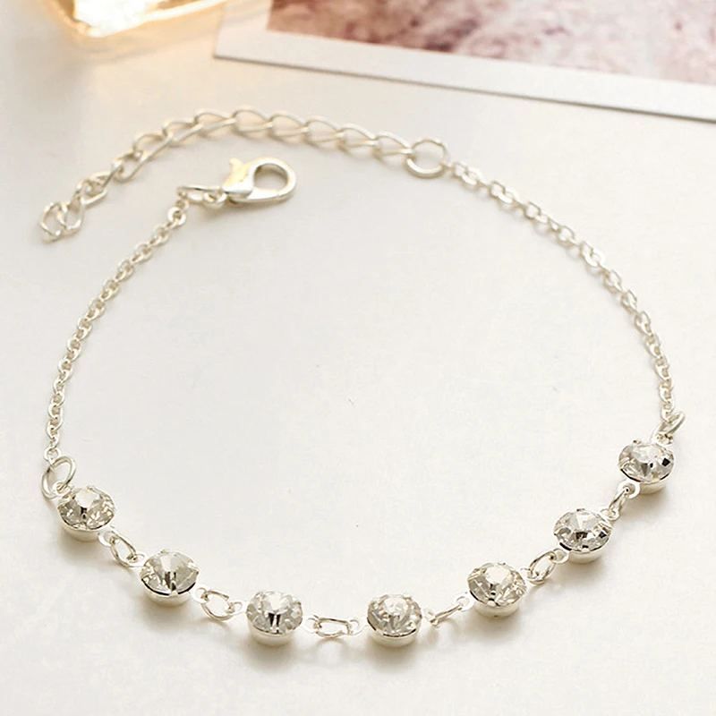 

Fashion Crystal Anklets For Women Gold Silver Color Boho Anklet Strap Bracelet On The Leg Foot Bracelets Bohemian Jewelry