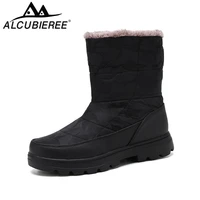alcubieree unisex winter waterproof boots fashion mid calf boots big size men winter boots waterproof snow shoes warm snow boots