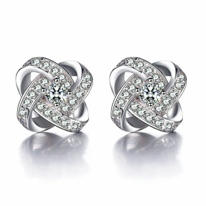 

Ice River Real S925 Sterling Silver Women Metal Small Earrings Charm Zirconia Flower Earrings Studs Wedding Jewelry Gifts 1 Pair