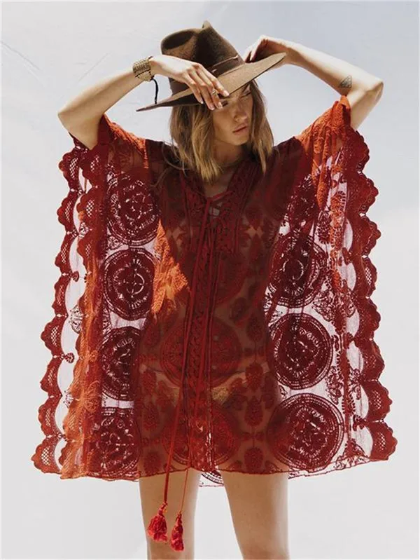 Сексуальное Кружевное бикини прозрачное ржавчево красное гребешок край размера