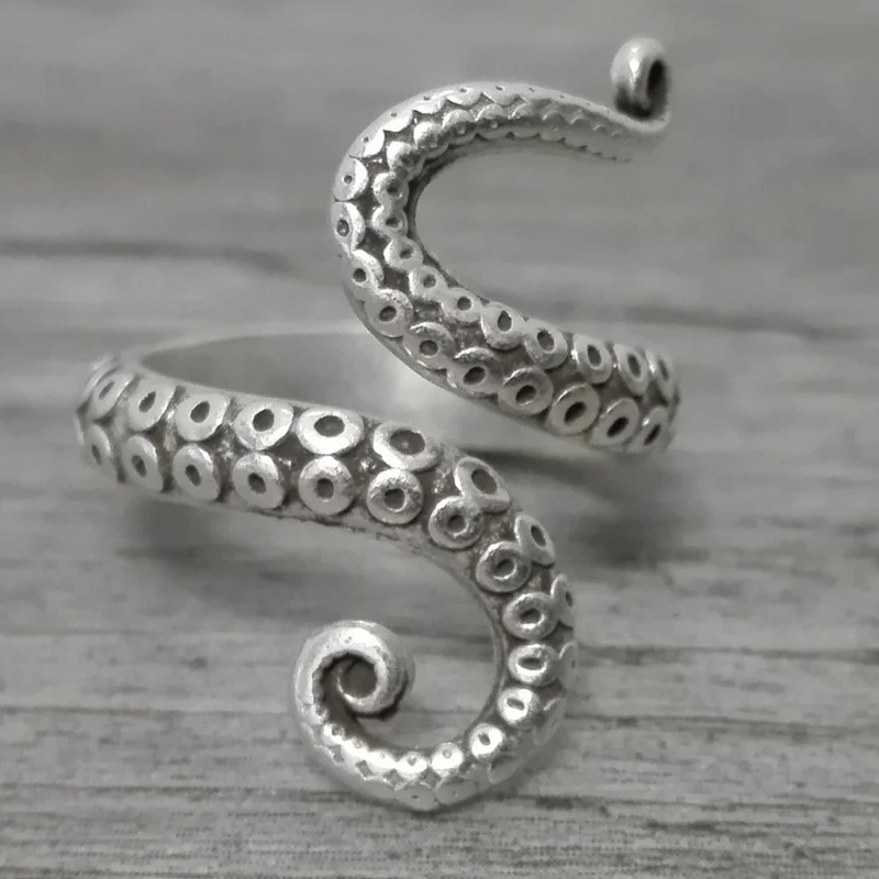 

European New Style Fashion Simple Retro Personality Octopus PunkTrend Old Octopus Open Ring