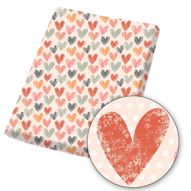 1 шт. Полиэстеровая хлопчатобумажная ткань с принтом сердечек 45x145 см | Дом и сад