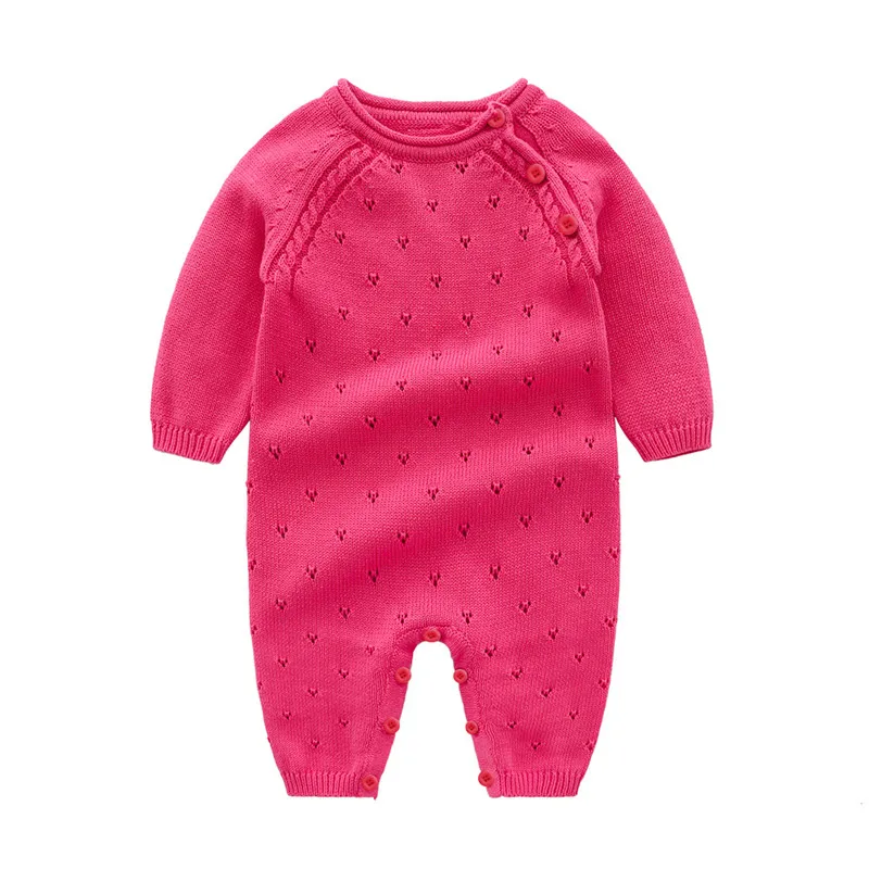 Зимний вязаный прочный комбинезон для новорожденных девочек хлопковые