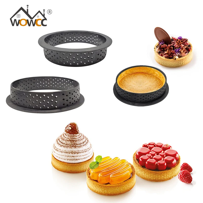 

Round Shape Mousse Circle Cutter Silicone Decorating Tool French Dessert DIY Cake Mold Perforated Ring Non Stick Bakeware Tart