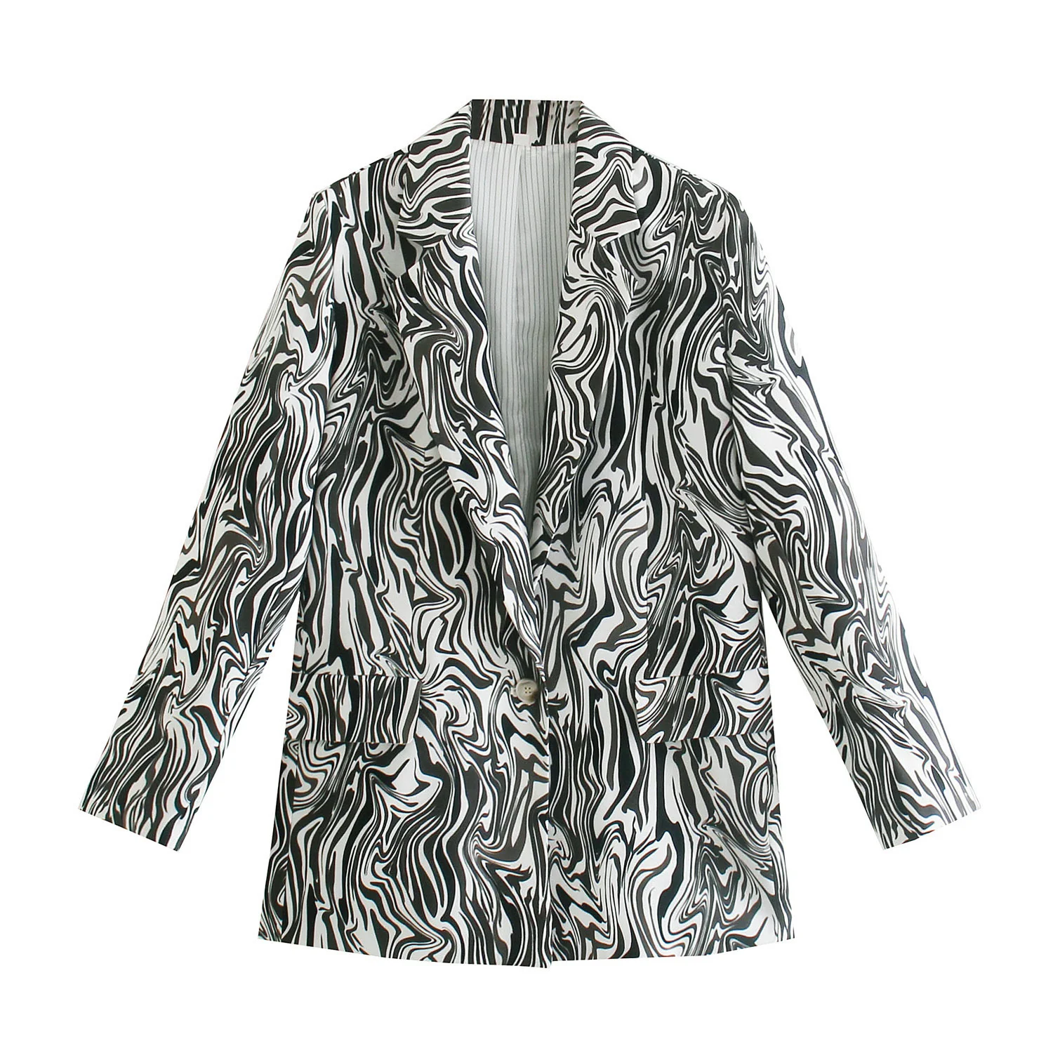 Женский новый осенний костюм куртка высокая улица зебра с длинными рукавами