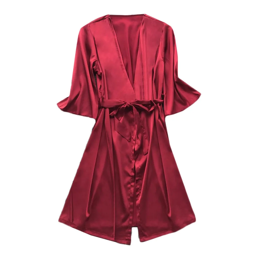 Женское шелковое нижнее белье из пятнистого кружева ночная рубашка халат одежда