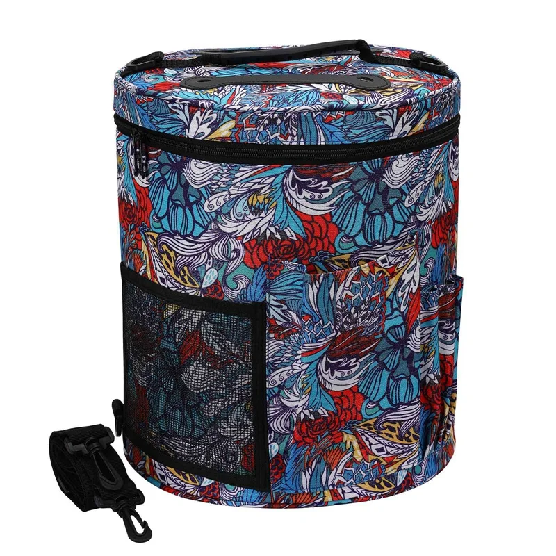 

Wool Storage Bag 600D Oxford Cloth Storage One-Shoulder Printing Drum Bag Wool Storage Bag Crochet Yarn Storage