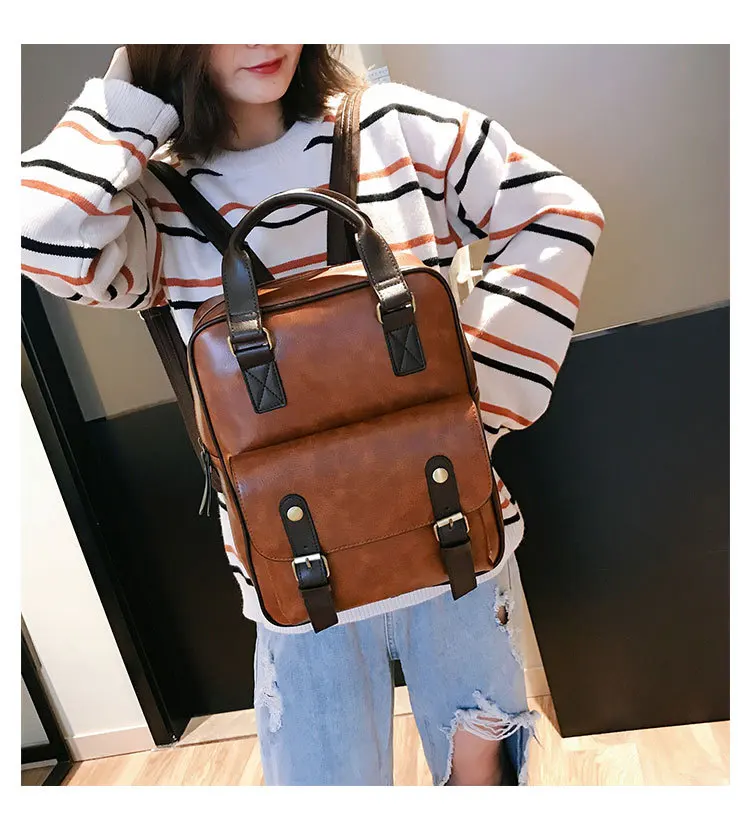 Beibaobao модный рюкзак Mochila Feminina с защитой от кражи, школьные сумки, водонепроницаемые дорожные винтажные рюкзаки для ноутбука, коричневый кожаный большой женский рюкзак