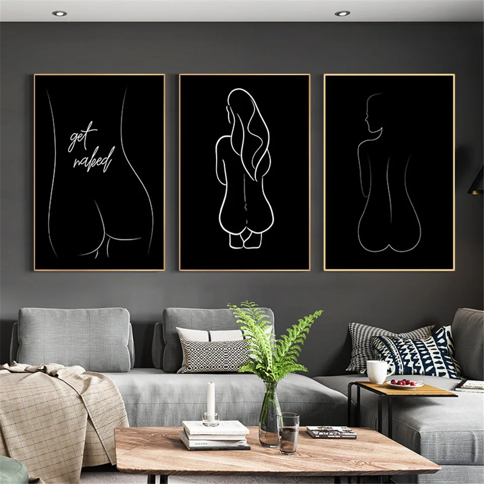 

Black White Sexy Woman Body Art Modern Wall Art Canvas Painting Nordic Posters And Prints Wall Pictures For Living Room Decor