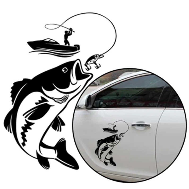 

Creative Fishing Silhouette Car Stickers Pet Personality Creative Car Car Stickers Car Decoration Accessories