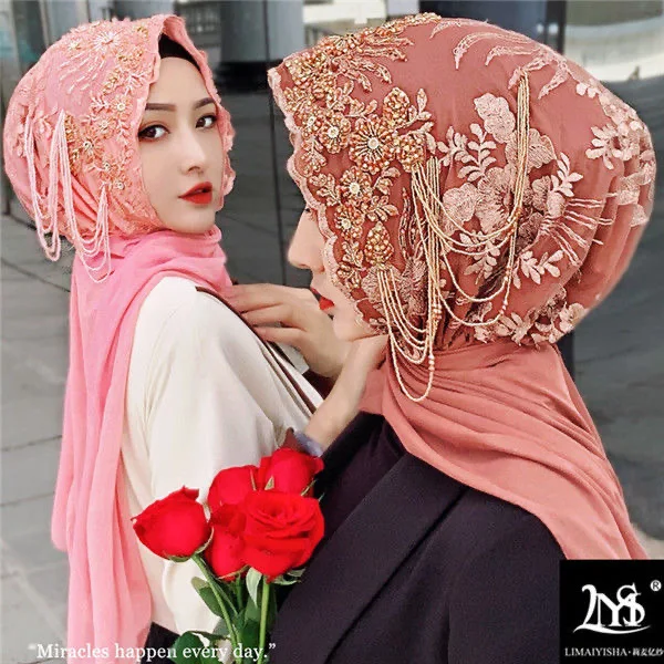 

Luxury 2021 fashion girl Islamic Muslim scarf wedding chiffon hijab