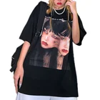 Женская готическая одежда, футболка с принтом из мультфильма Fujiang, свободные футболки с коротким рукавом в стиле Харадзюку, уличная одежда больших размеров 2XL