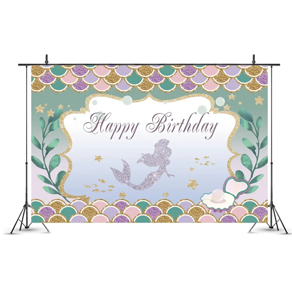 Русалка День Рождения фотография Фон Ткань Для Свадьбы Дети рождения вечеринка