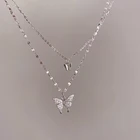 SIPENGJEL модное серебряное блестящее циркониевое ожерелье с бутерлетом богемное Двухслойное ожерелье с цепью для женщин ювелирные изделия