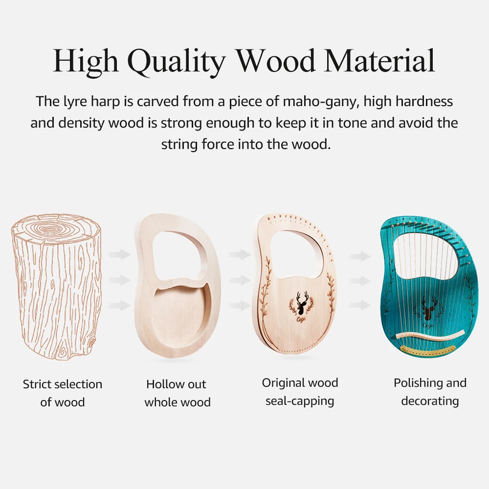 Muslady 16 струн модернизированная Lyre Harp портативная твердая древесина струна