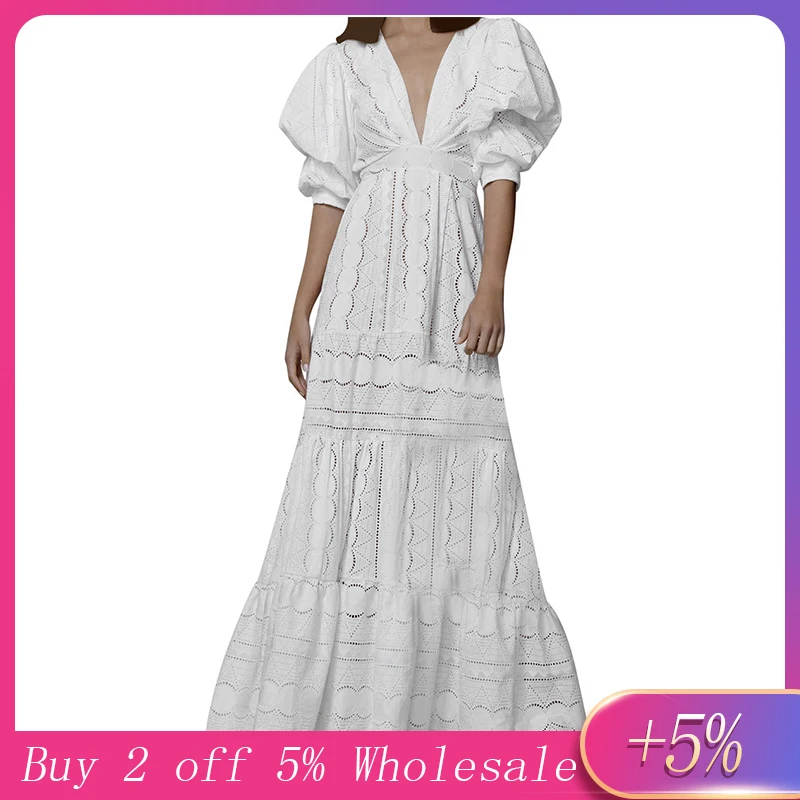 Женское платье в стиле бохо осеннее праздничный ажурный сарафан с пышными