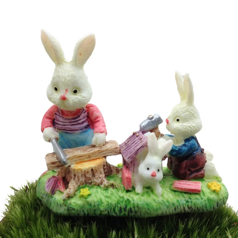 

Easter Rabbit Bunny Ornaments Micro Landscape Figurine Resin Craft Garden Decor