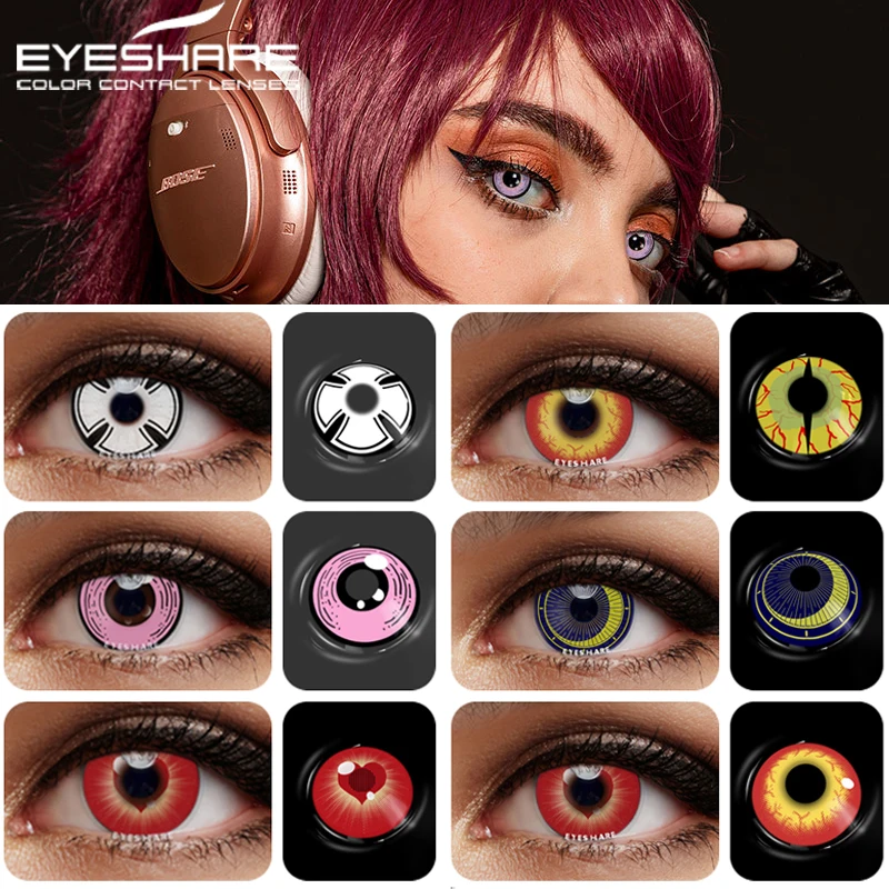 

Цветные контактные линзы EYESHARE для глаз, 2 шт., розовые линзы для косплея аниме на Хэллоуин, цветные контактные линзы ed Contactlen, цветные яркие ко...