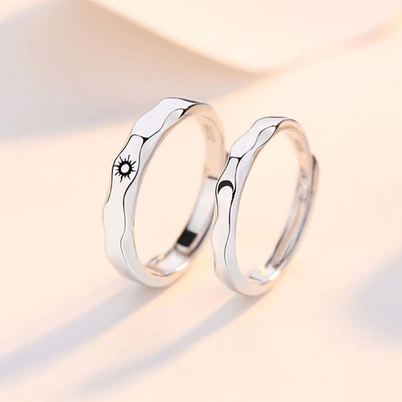 

1 Pair Sun Moon Lover Couple Rings Set Promise Wedding Bands Men Women Jewellery T4MD