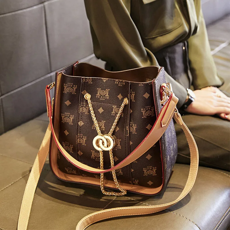 

Ladies Bags 2021 New Luxury Handbags 100% Genuine Leather Shoulder Bag Handbag Retro Large Capacity Ladies Bucket Bag GG CC Sac