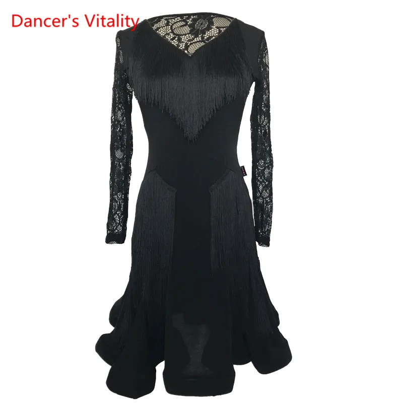 

Latin Dance New Female Adult Sexy Dress Rumba Samba Dancing Performance Costume Tassel Fish Bone Skirt Pendulum Practice Clothes