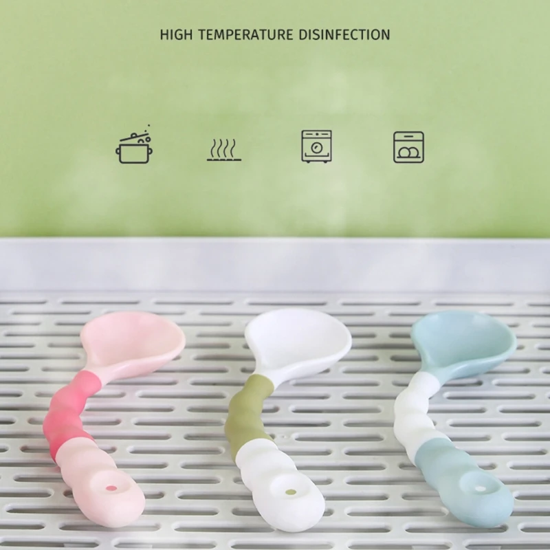 Baby Bendable Silicone Spoon Toddlers Feeding Training Tableware BPA Free Self-Feeding Learning for Infant H3CD | Мать и ребенок