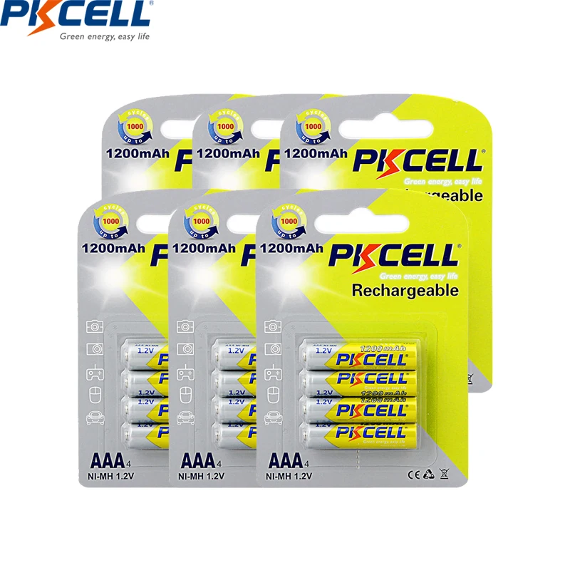 

Аккумуляторы PKCELL AAA, 1,2 в, 1200 мАч, 24 шт./6 карт
