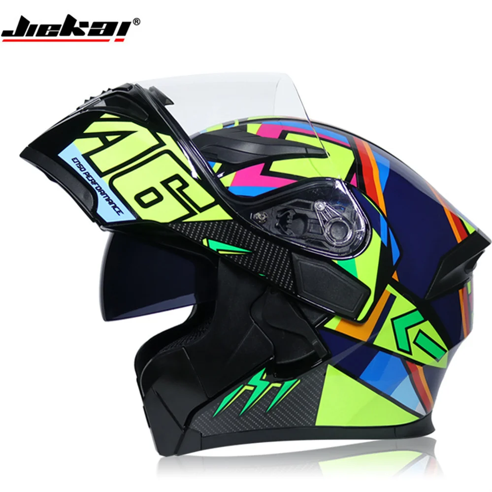 

JIEKAI New Classic Modular Flip Up Motorcycle Helmet Men Women Motocross Racing Dual Lens Capacete Moto Casco DOT Approved