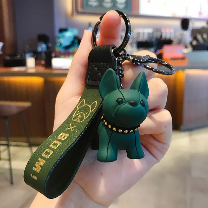 

Dou Dog Key Chain Female Lovely Creative Bulldog Key Chains Car Key Pendant Bag Pendant Wholesale Key RingTideway Woman Gift