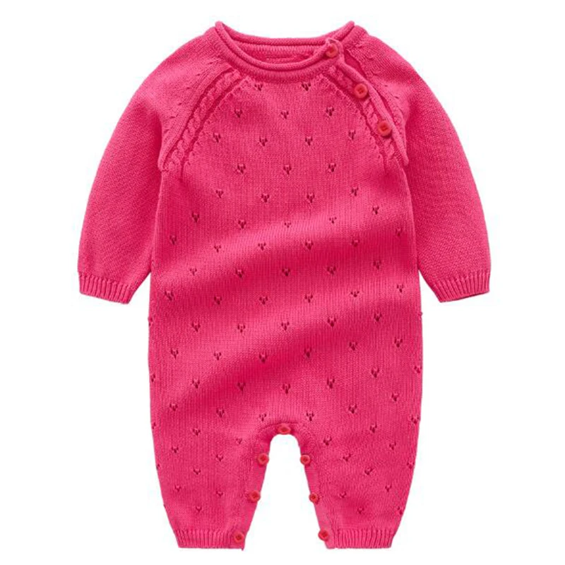 

2020 Baby Knitted Rompers Pure Cotton Babies Clothing Newborn Baby Girls Knitting Princess Long Sleeves Autumn Jumpsuit Knitwear