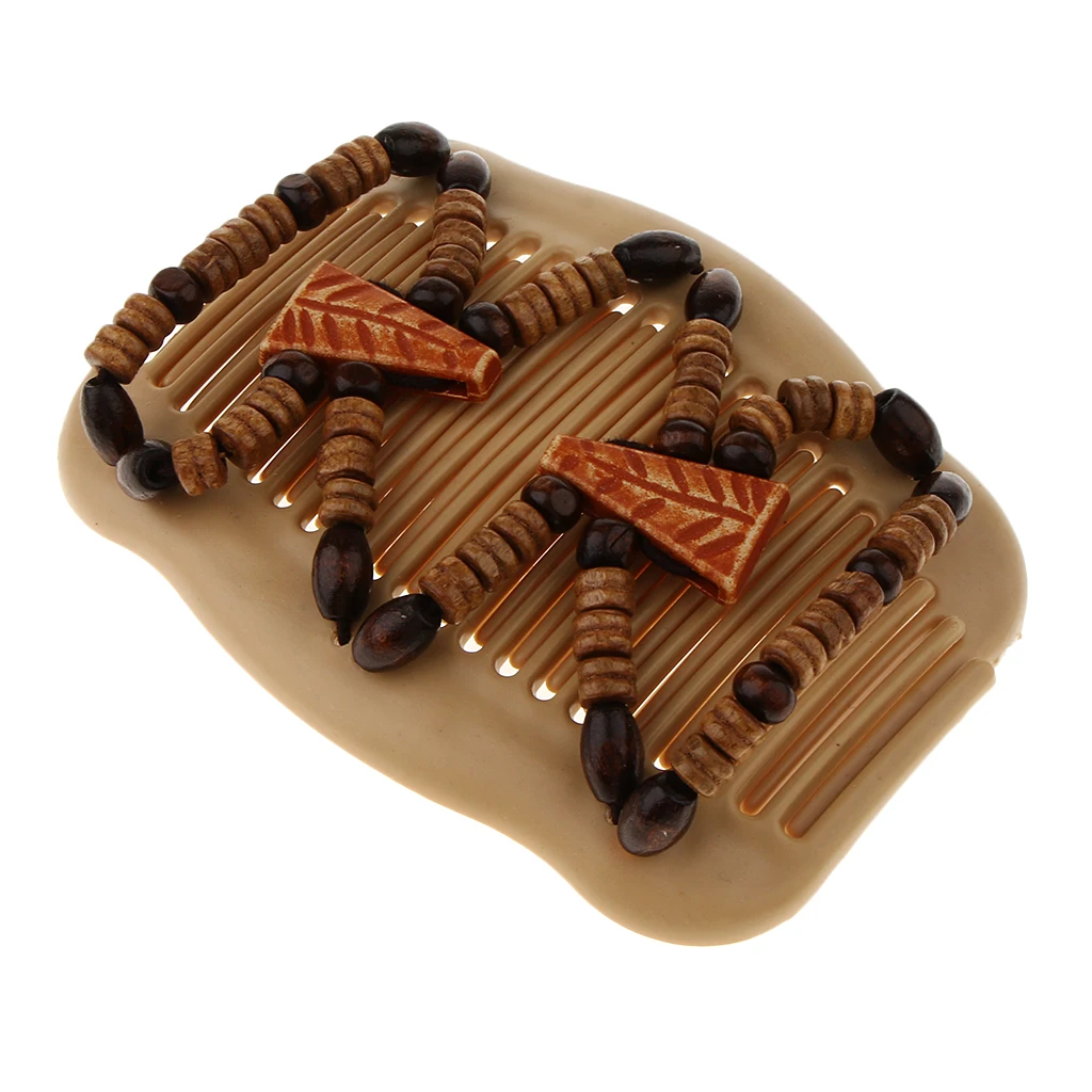Женские Эластичные легкие волшебные деревянные бусины двойные гребни для волос
