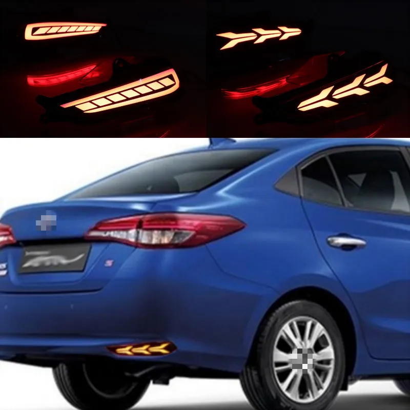 Светодиодный отражатель заднего бампера для Toyota Yaris 2017 2018 фара тормоза