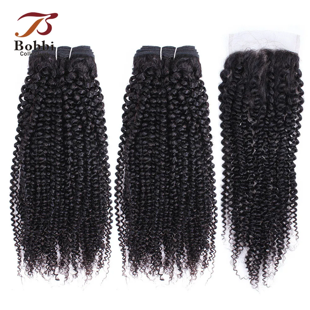 BOBBI коллекция афро кудрявые пучки вьющихся волос с закрытием индийские не Реми