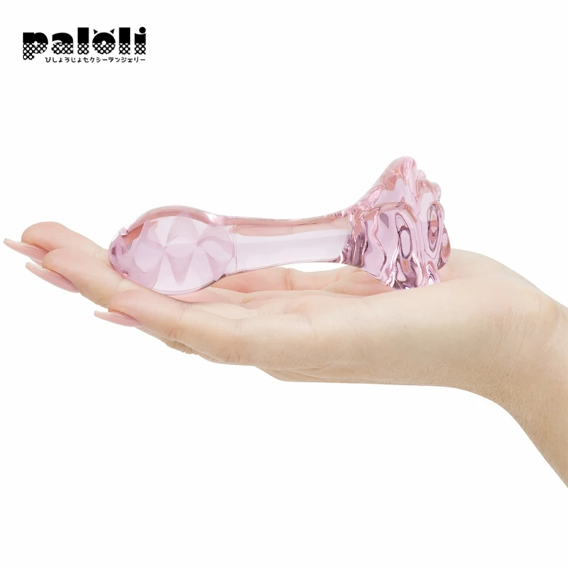 Стеклянный дилдо Full Bloom Small Rose Butt Plug розовый кристальный вибратор для анальной мастурбации секс-игрушки для женщин.