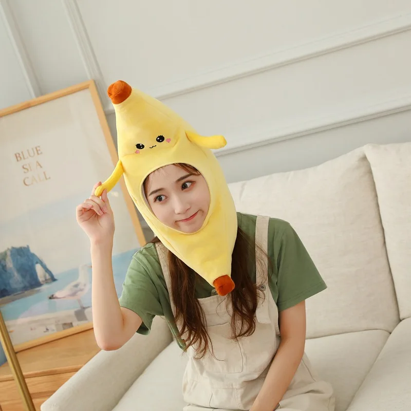 

Unique kawaii banana frog plush Hat funny cool things bunny rabbit ears accessories for kids birthday party