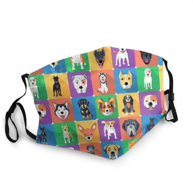 

Dogs Patttern Mask Dustproof Washable Pet Dog Lover Face Mask Protection Cover Unisex Adult Respirator Mouth-Muffle