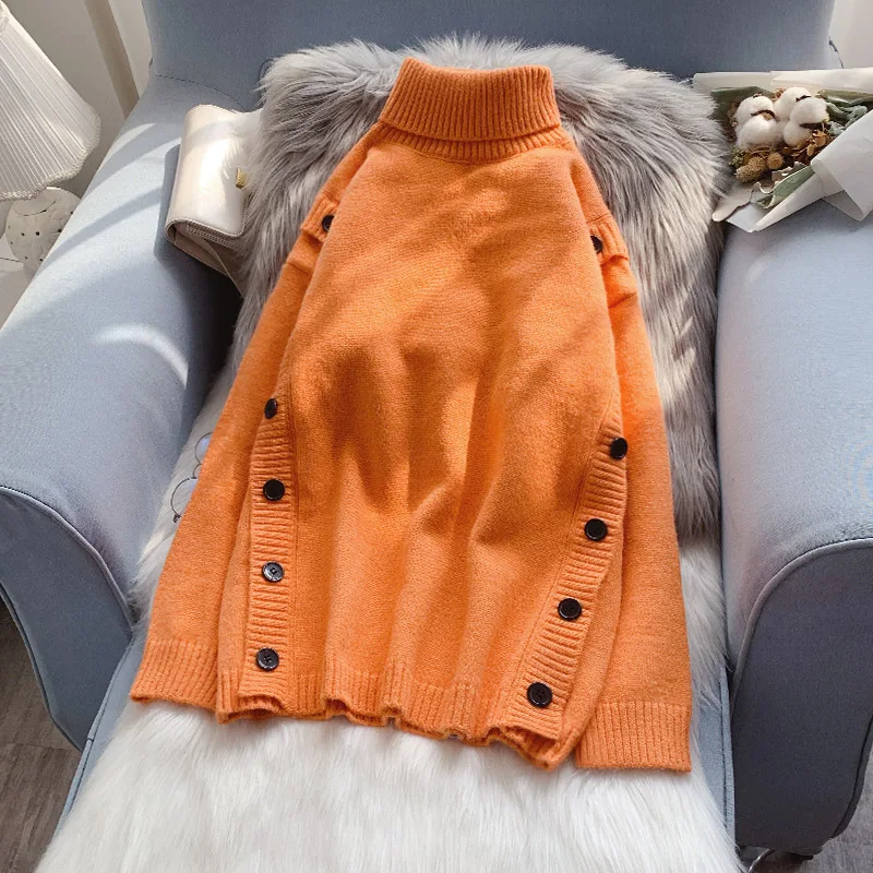 

women sweaters and pullovers Half Turtleneck Pull Jumpers Cartoon Cats Cute Sweaters Bule orange Oversized Pull Sweaters