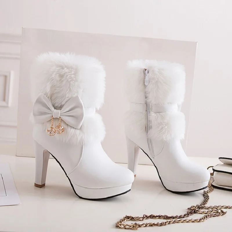 Женские зимние ботинки на искусственном меху с круглым носком размеры 3 10 5|Зимние