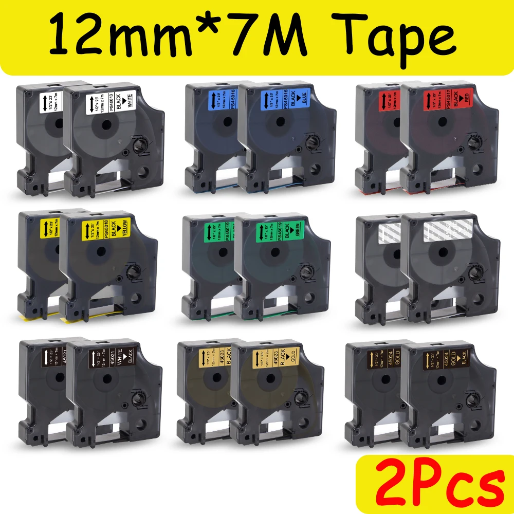 

Labelwell 2PK 45013 45010 tapes Compatible for Dymo D1 45016 45018 12mm Multicolor 45021 45022 45023 45024 for Dymo LM160 LM280
