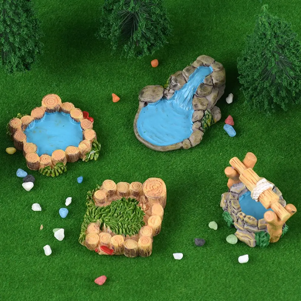 

Vintage Wooden Grassland Water Well DIY Wooden Pool Artificial Moss Fairy Landscape Miniature Figurines Gift Home Decorations