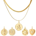 Ожерелье женское, многослойное, из нержавеющей стали, с эмалированным золотым сердцем