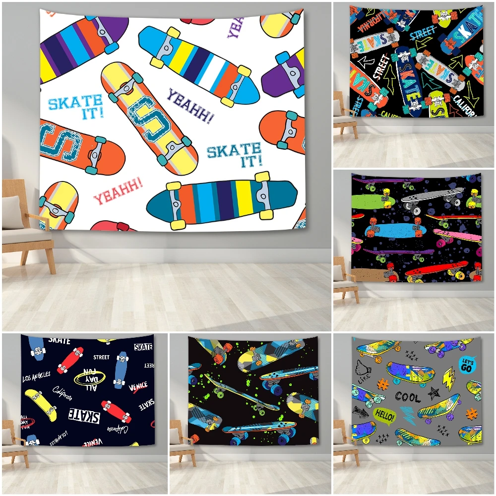 3D мультяшный скейтборд с рисунком гобелен декор для спальни настенное