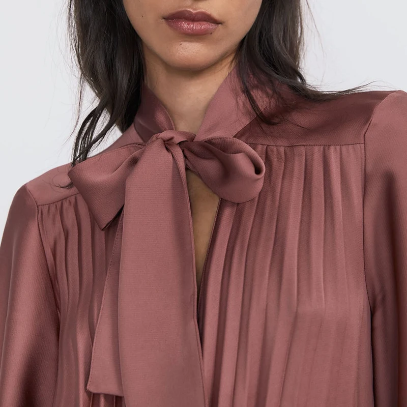 Женское плиссированное платье-водолазка ZA однотонное платье с