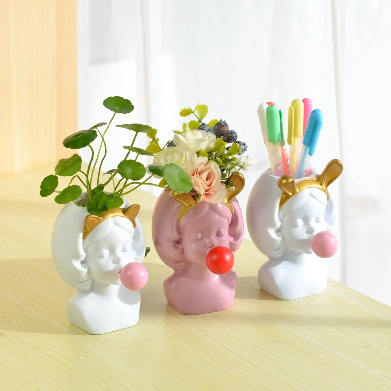 Скандинавский горшок для садового растения девочек смоляный суккулентов белый