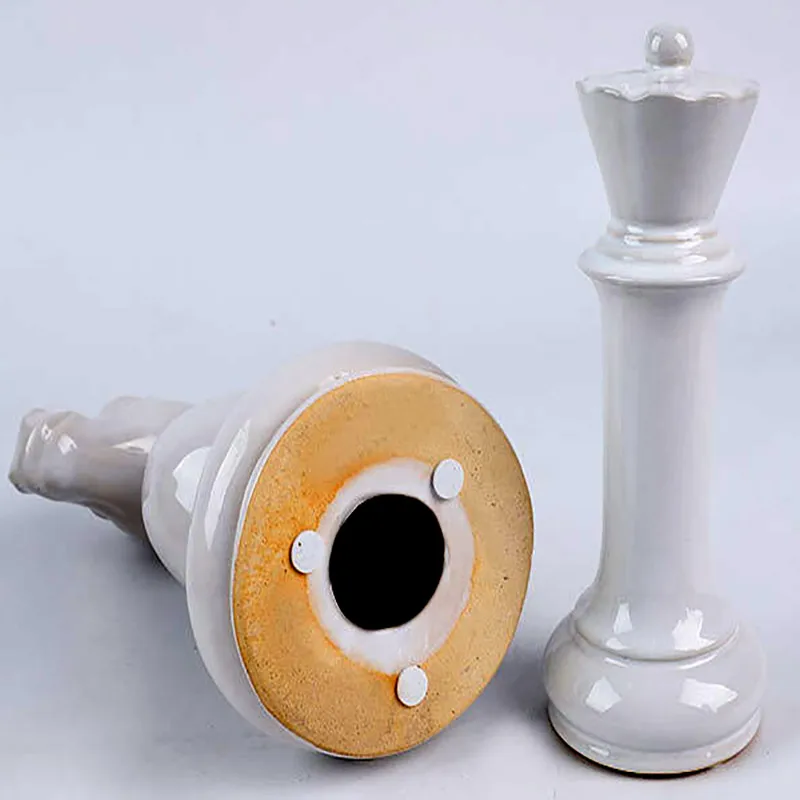 

New Noble Ceramic Chessmen Ornaments Black White Chess Pieces Modern For Home Decor Retro Board Games Figurines