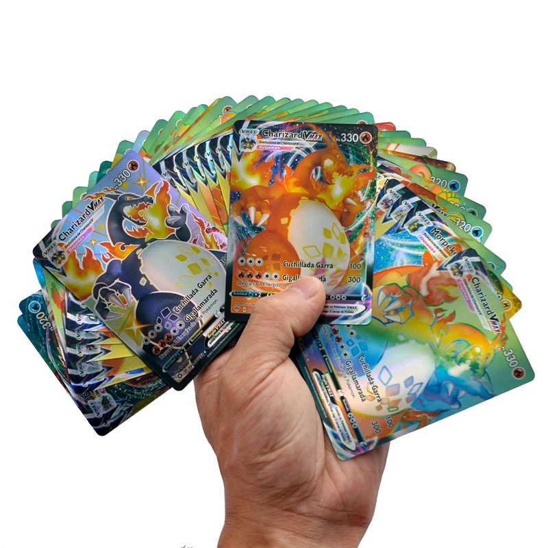 Pokemon versi&oacute;n en espa&ntilde;ol Charizard V VMAX equipo brillante Super brillante tarjeta de juego de tarjeta de batalla comercial de los ni&ntilde;os juguetes de regalo-5